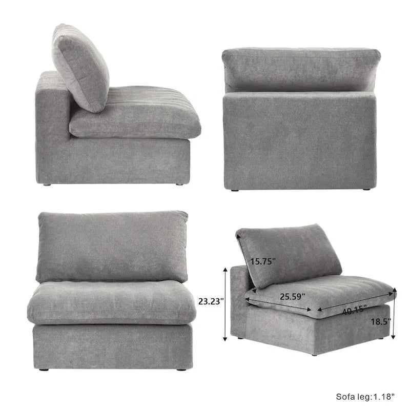 V Shape Cloud Couches for Living Room, Modular Convertible Sectional Sofa Couch, Couch Cushion Covers Removable