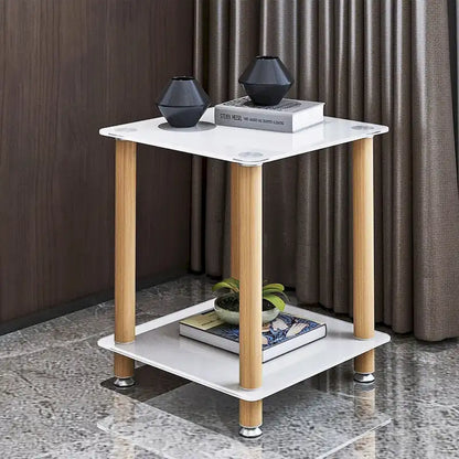Modern 2-Tier Space End Table, Sofa Table, Side Table with Storage Shelve