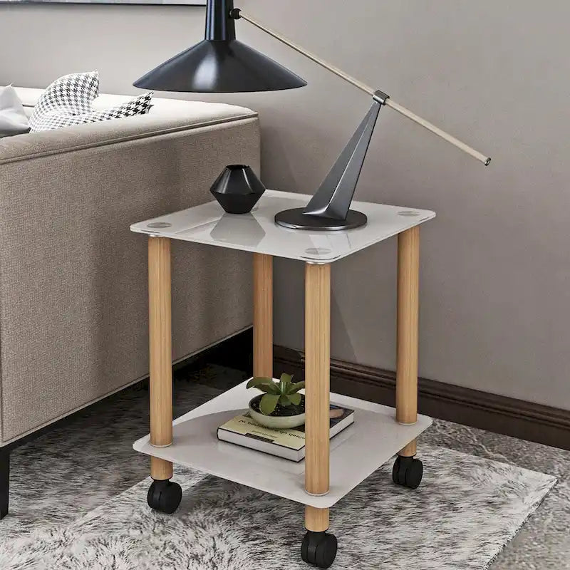 Modern 2-Tier Space End Table, Sofa Table, Side Table with Storage Shelve