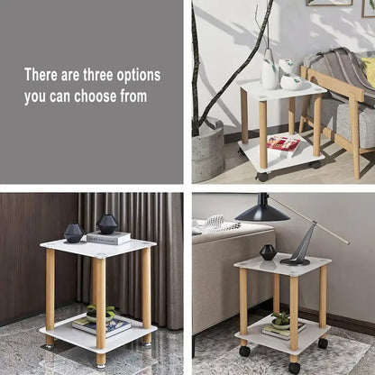 Modern 2-Tier Space End Table, Sofa Table, Side Table with Storage Shelve