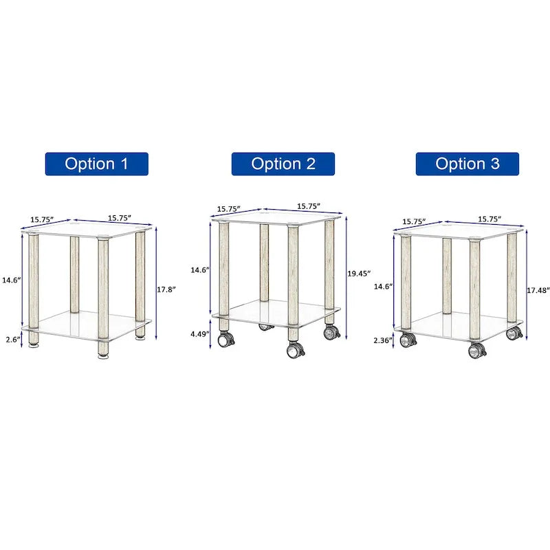 Modern 2-Tier Space End Table, Sofa Table, Side Table with Storage Shelve