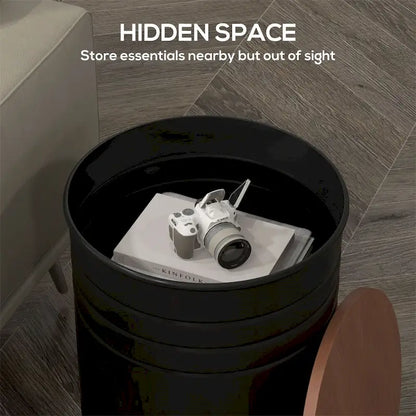 Metal Nesting Storage End Tables with Wood Lids (Set of 2)