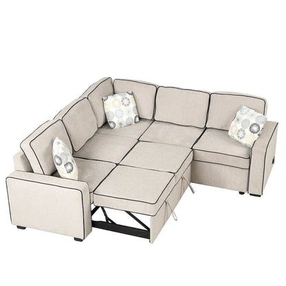L-Shaped Reversible Chaise Sectional Sofa Pull Out Sofa Bed