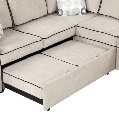 L-Shaped Reversible Chaise Sectional Sofa Pull Out Sofa Bed