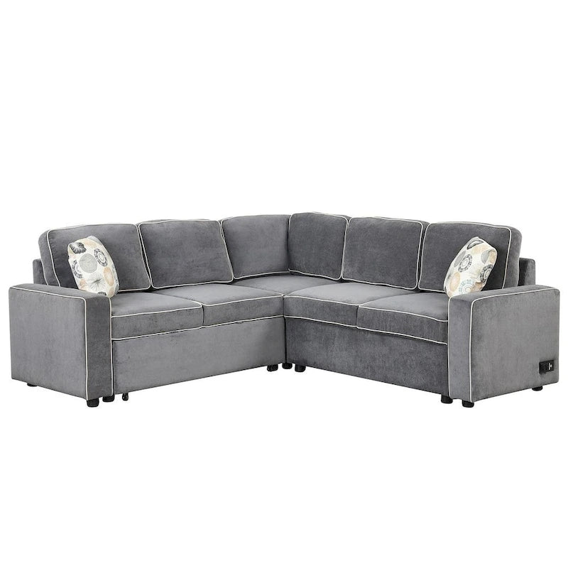 L-Shaped Reversible Chaise Sectional Sofa Pull Out Sofa Bed