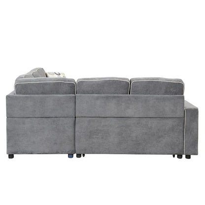 L-Shaped Reversible Chaise Sectional Sofa Pull Out Sofa Bed