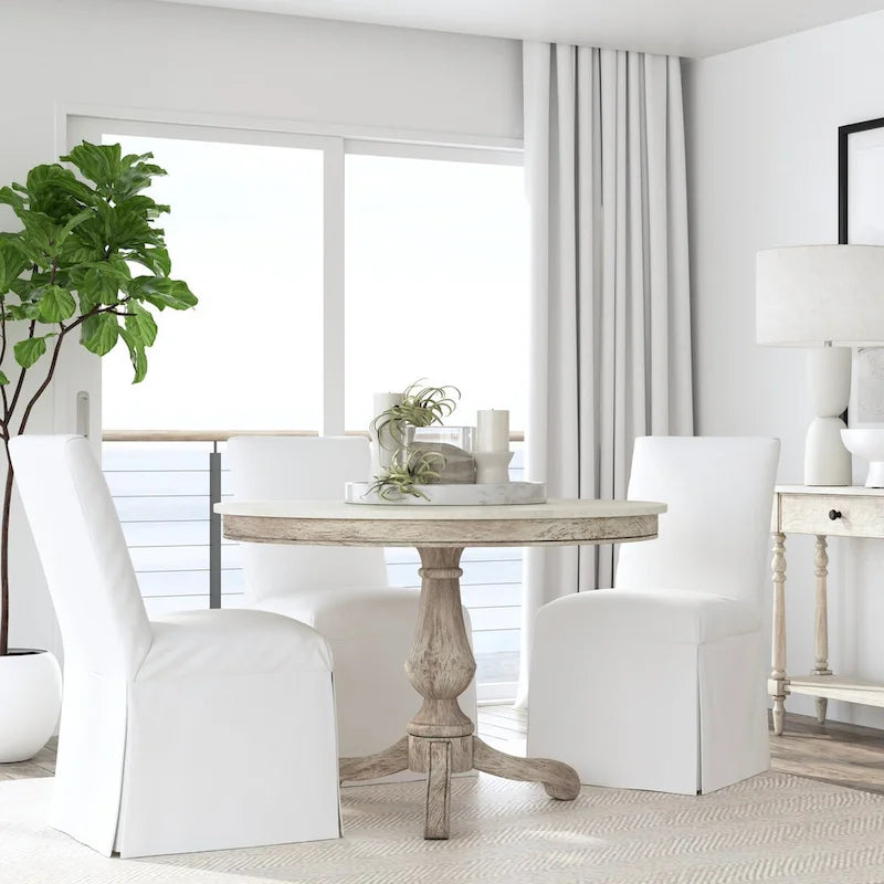 Danielle 44 Round Pedestal Marble Dining Table