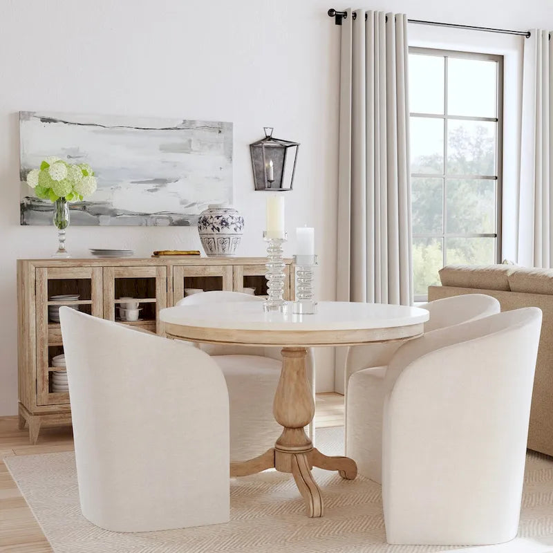 Danielle 44 Round Pedestal Marble Dining Table