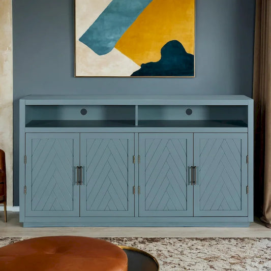 4-door Classic Sideboard with Open Storage and Adjustable Shelves Perfect for kitchens, living rooms