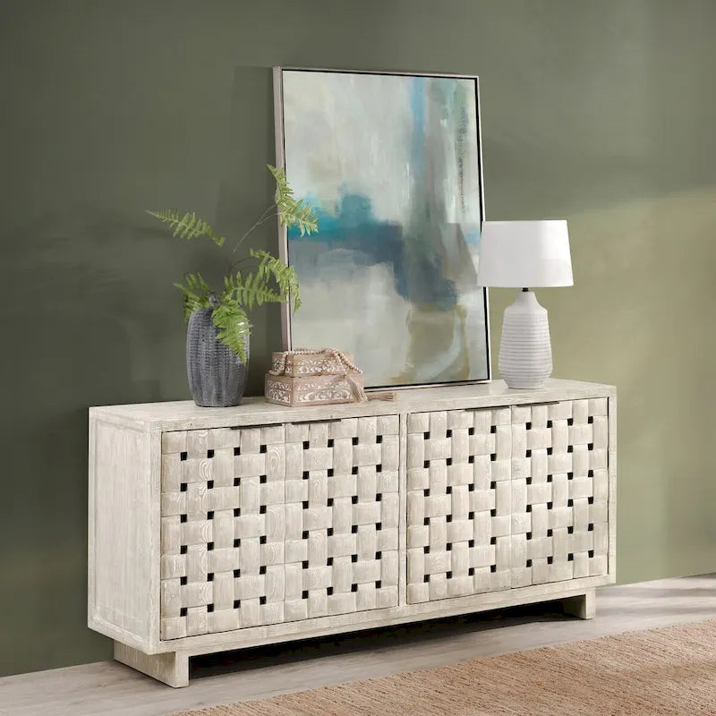 Classic Home Bast 4-Door Reclaimed Pine Wood Buffet Sideboard