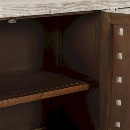 Classic Home Bast 4-Door Reclaimed Pine Wood Buffet Sideboard