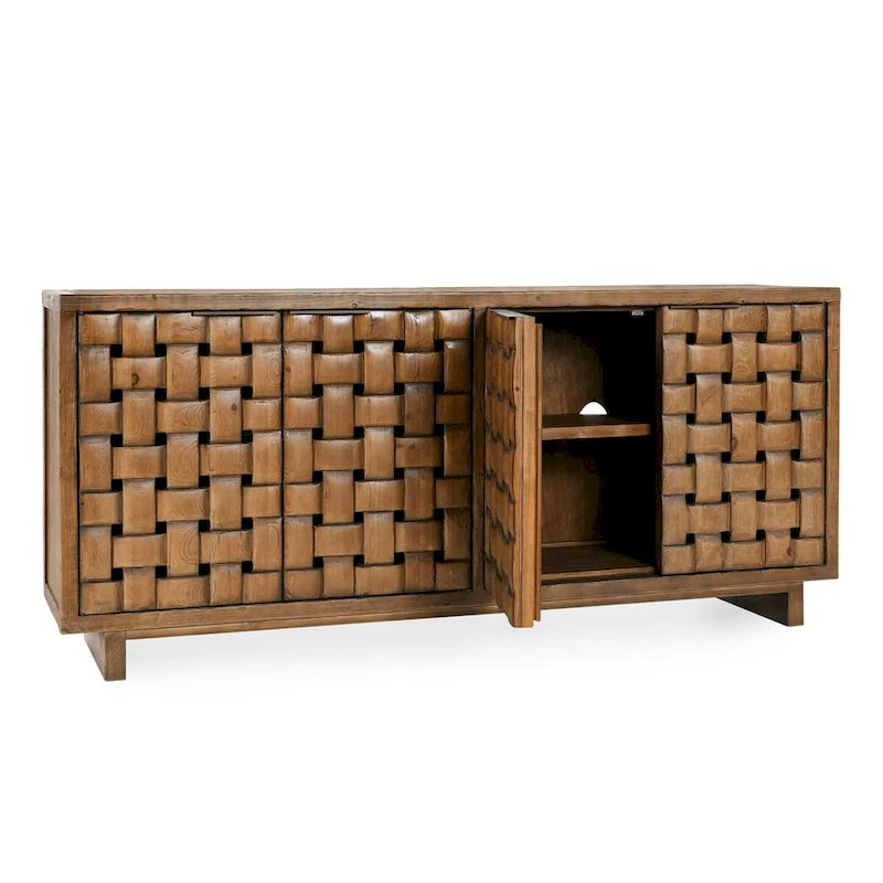 Classic Home Bast 4-Door Reclaimed Pine Wood Buffet Sideboard