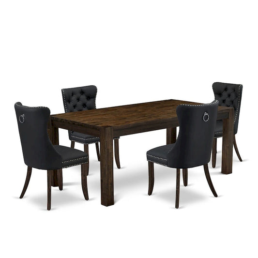 East West Furniture Dinette Set Consists of a Rectangle Dining Table and Chairs, Distressed Jacobean (Pieces Options)