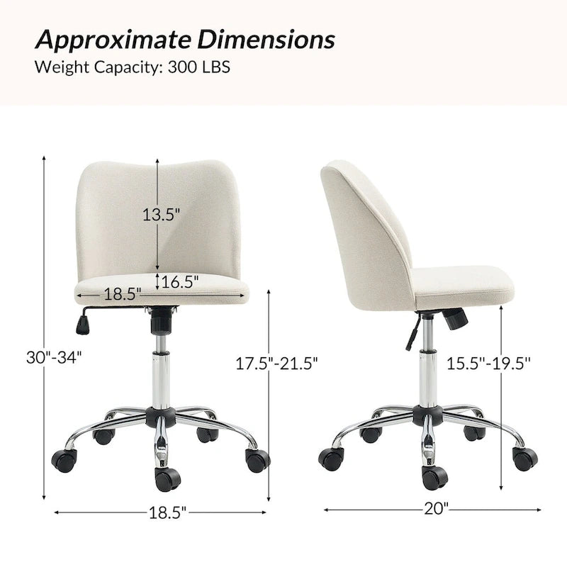 Sergio Modern Armless Office Chair with Mental Leg by HULALA HOME