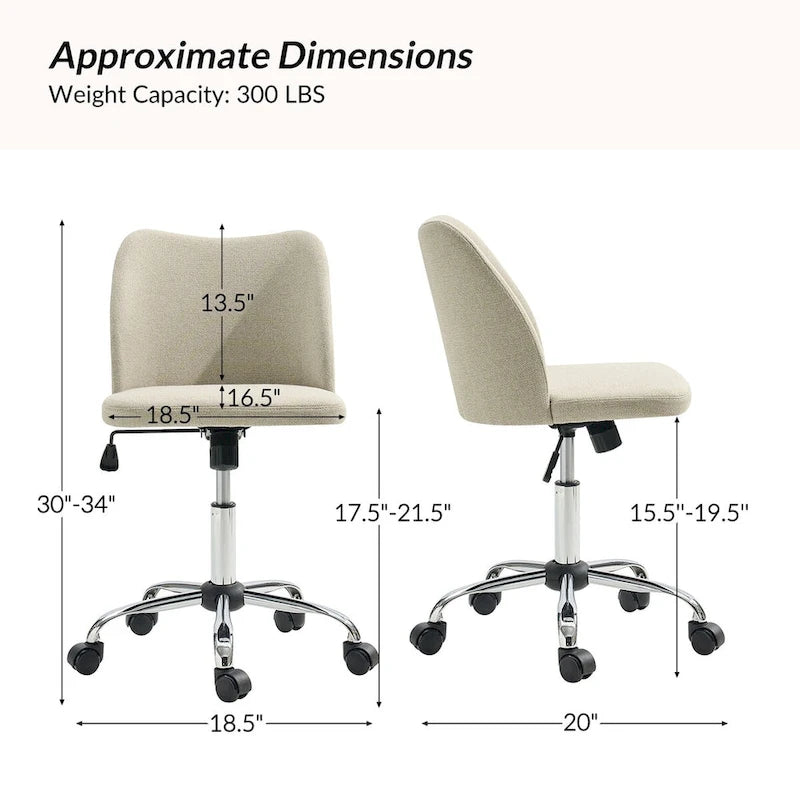 Sergio Modern Armless Office Chair with Mental Leg by HULALA HOME
