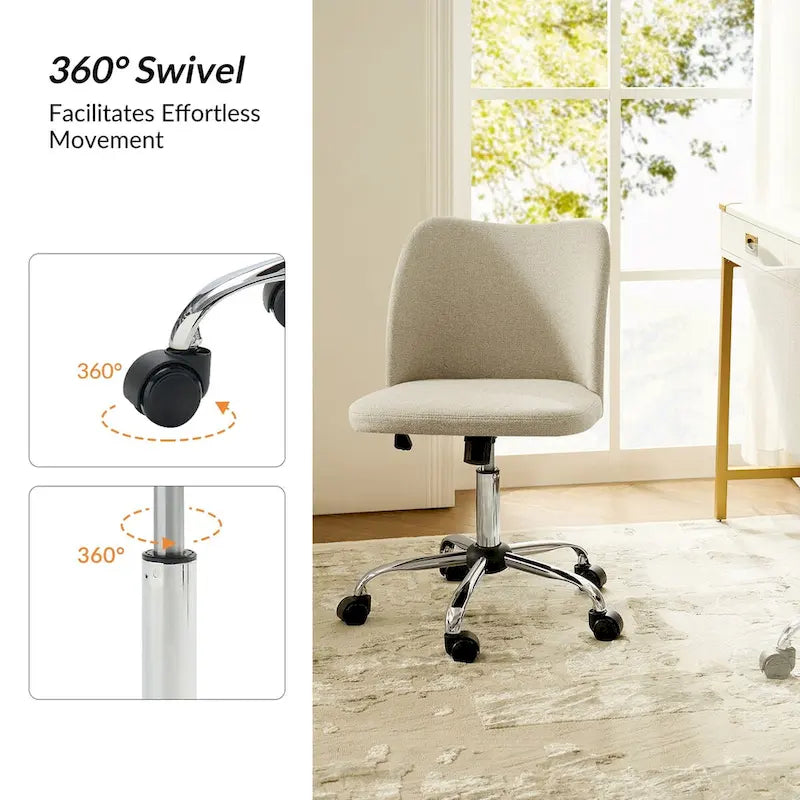 Sergio Modern Armless Office Chair with Mental Leg by HULALA HOME