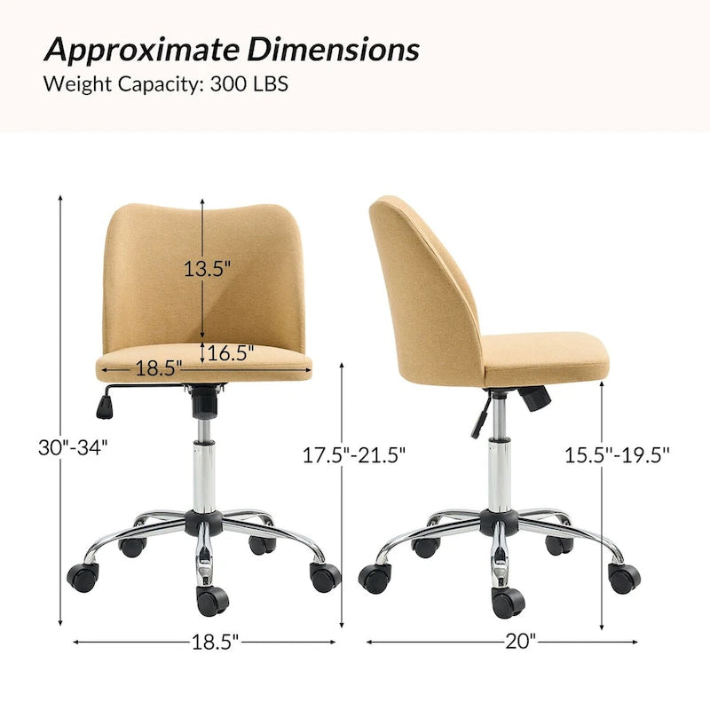 Sergio Modern Armless Office Chair with Mental Leg by HULALA HOME