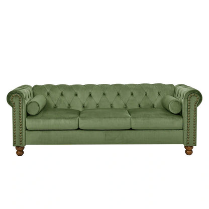 Large Sofa,Velvet Sofa Three-seat Sofa Tufted Chesterfield Settee Sofa