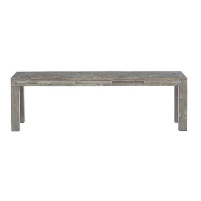 Acacia Wood Bench with Distinctive Herringbone Inlay Design, Brown