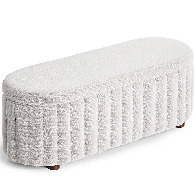 46.1 Upholstered Storage Ottoman Bench with Safety Hinge for Bedroom, Living Room, Entryway