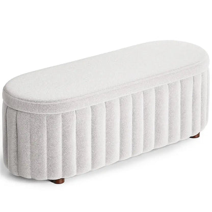 46.1 Upholstered Storage Ottoman Bench with Safety Hinge for Bedroom, Living Room, Entryway