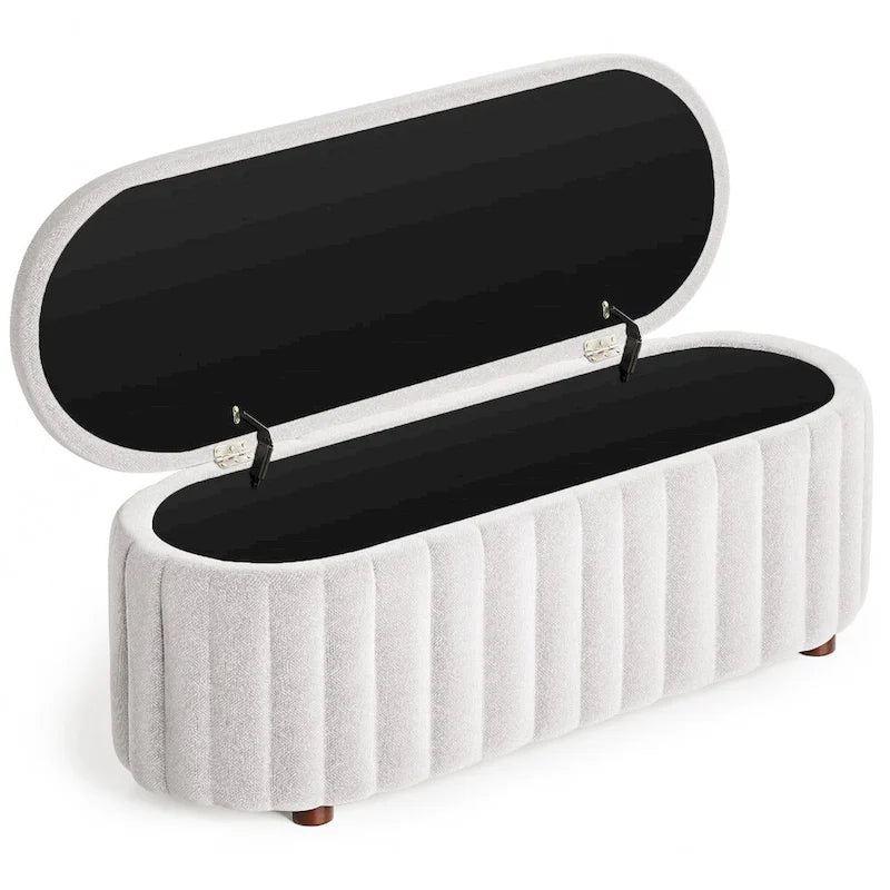 46.1 Upholstered Storage Ottoman Bench with Safety Hinge for Bedroom, Living Room, Entryway