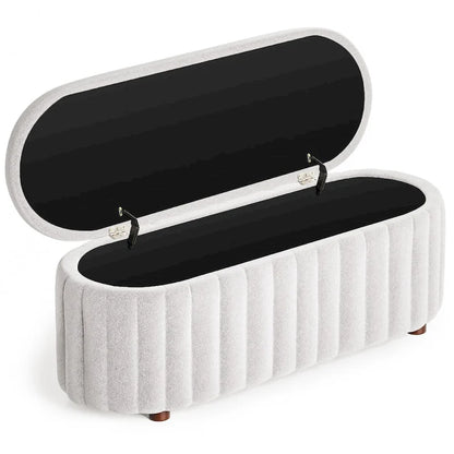 46.1 Upholstered Storage Ottoman Bench with Safety Hinge for Bedroom, Living Room, Entryway