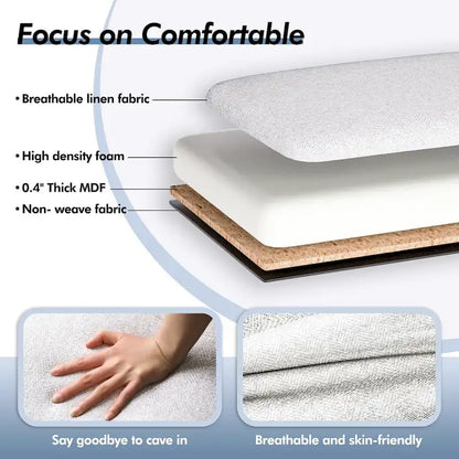 46.1 Upholstered Storage Ottoman Bench with Safety Hinge for Bedroom, Living Room, Entryway