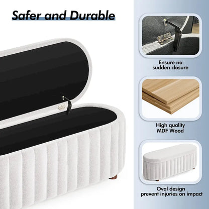 46.1 Upholstered Storage Ottoman Bench with Safety Hinge for Bedroom, Living Room, Entryway