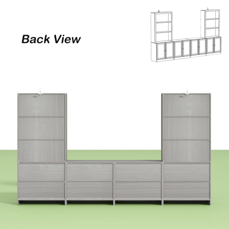 Home Media Center Sleek Design with Ample Shelving and Glass Accents