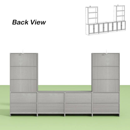 Home Media Center Sleek Design with Ample Shelving and Glass Accents