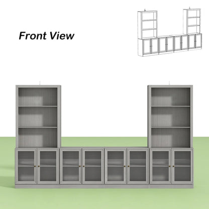 Home Media Center Sleek Design with Ample Shelving and Glass Accents