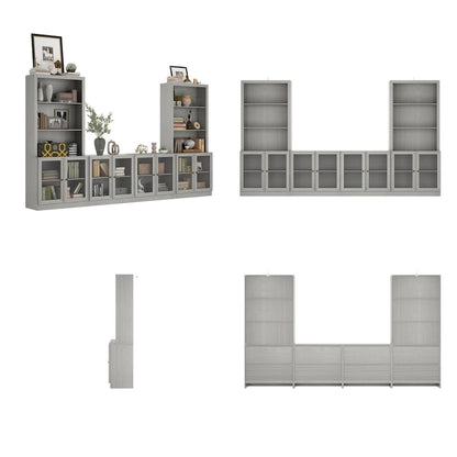 Home Media Center Sleek Design with Ample Shelving and Glass Accents