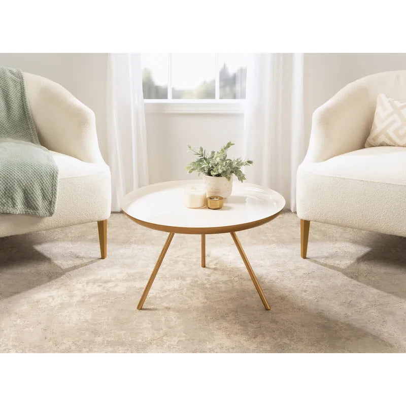 Kate and Laurel Laranya Round Metal Coffee Table - 25 Diameter