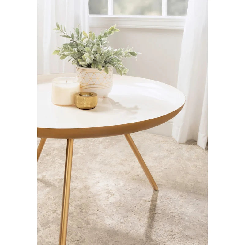 Kate and Laurel Laranya Round Metal Coffee Table - 25 Diameter