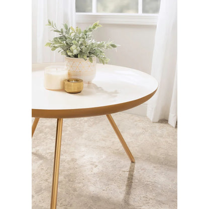 Kate and Laurel Laranya Round Metal Coffee Table - 25 Diameter