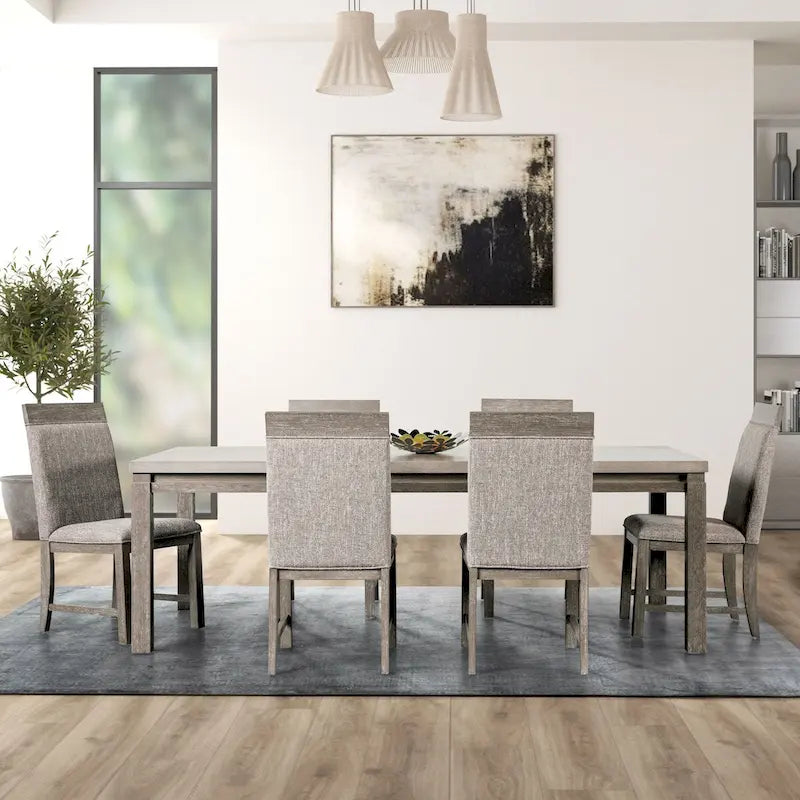 Furniture of America Cruz Transitional Grey 7-Piece Expandable Dining Table Set