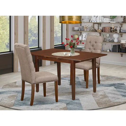 East West Furniture Dinette Set Contains a Rectangle Butterfly Leaf Dining Table and Dining Chairs (Chair Seat Color Options)