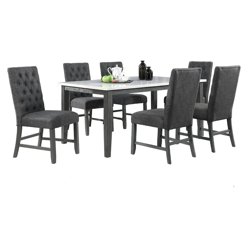 Modern White 7pc Dining Set
