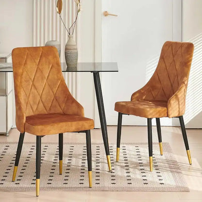 Howtai Grey Glass Table Set with 4 Velvet Chairs for Home Kitchen Dining Room