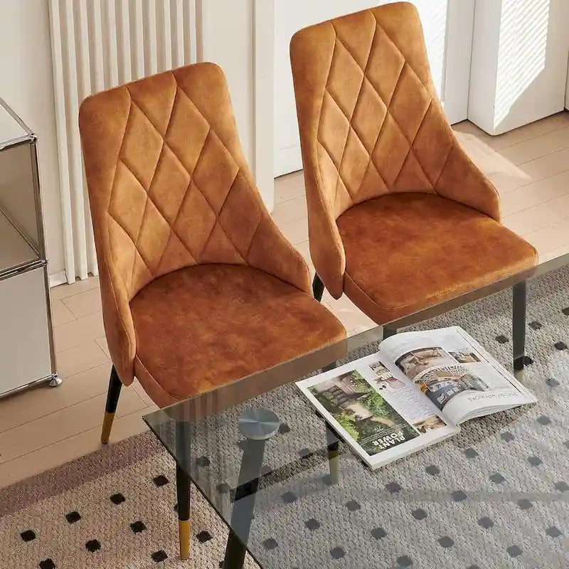 Howtai Grey Glass Table Set with 4 Velvet Chairs for Home Kitchen Dining Room