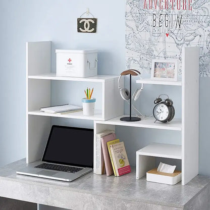 Yak About It Compact Adjustable Dorm Desk Bookshelf - White by DormCo