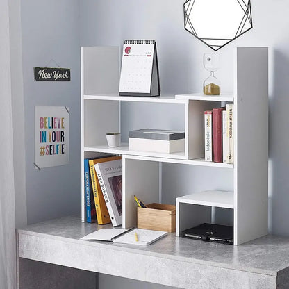 Yak About It Compact Adjustable Dorm Desk Bookshelf - White by DormCo