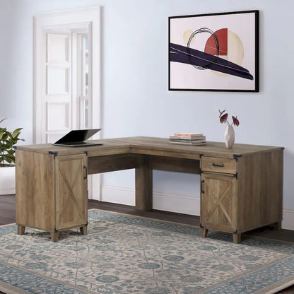 Oxford Farmhouse Rustic Oak L-Shaped Desk