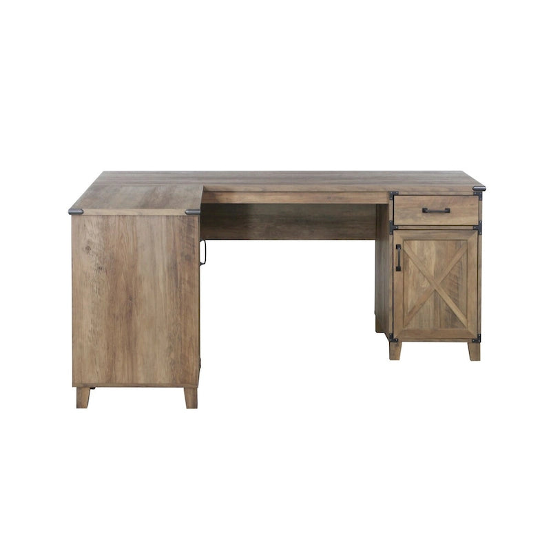 Oxford Farmhouse Rustic Oak L-Shaped Desk