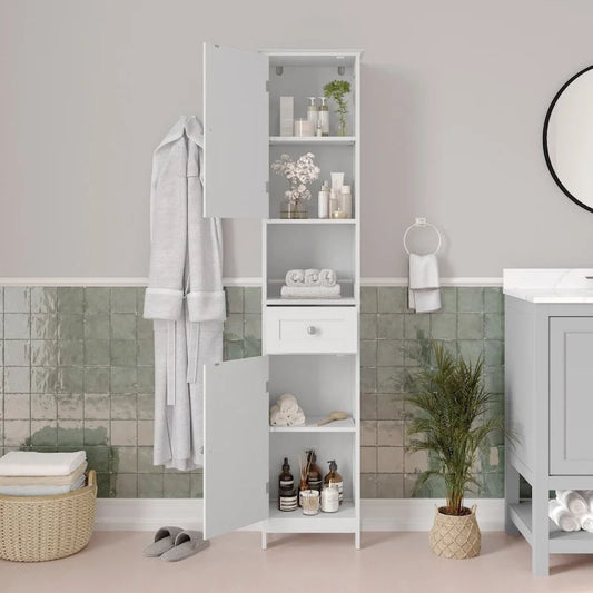 Freestanding Bathroom Tall Linen Tower Storage Organizer with Shelves