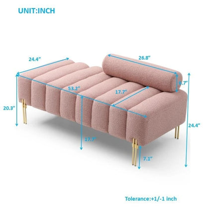 Modern End of Bed Bench Sherpa Fabric