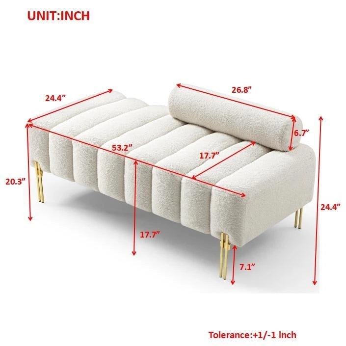 Modern End of Bed Bench Sherpa Fabric