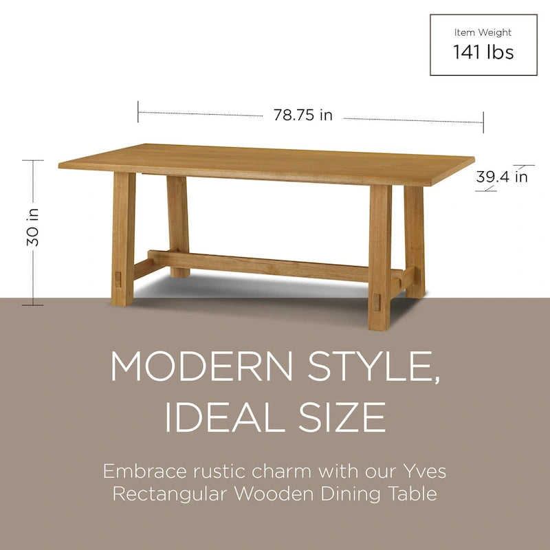 Maven Lane Yves Rectangular Wooden Dining Table in Weathered Black Finish