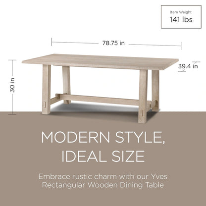 Maven Lane Yves Rectangular Wooden Dining Table in Weathered Black Finish